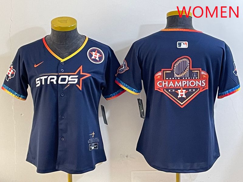 Women Houston Astros Blank Drak Blue Fourth generation Joint Name 2025 Nike MLB Jersey style 14